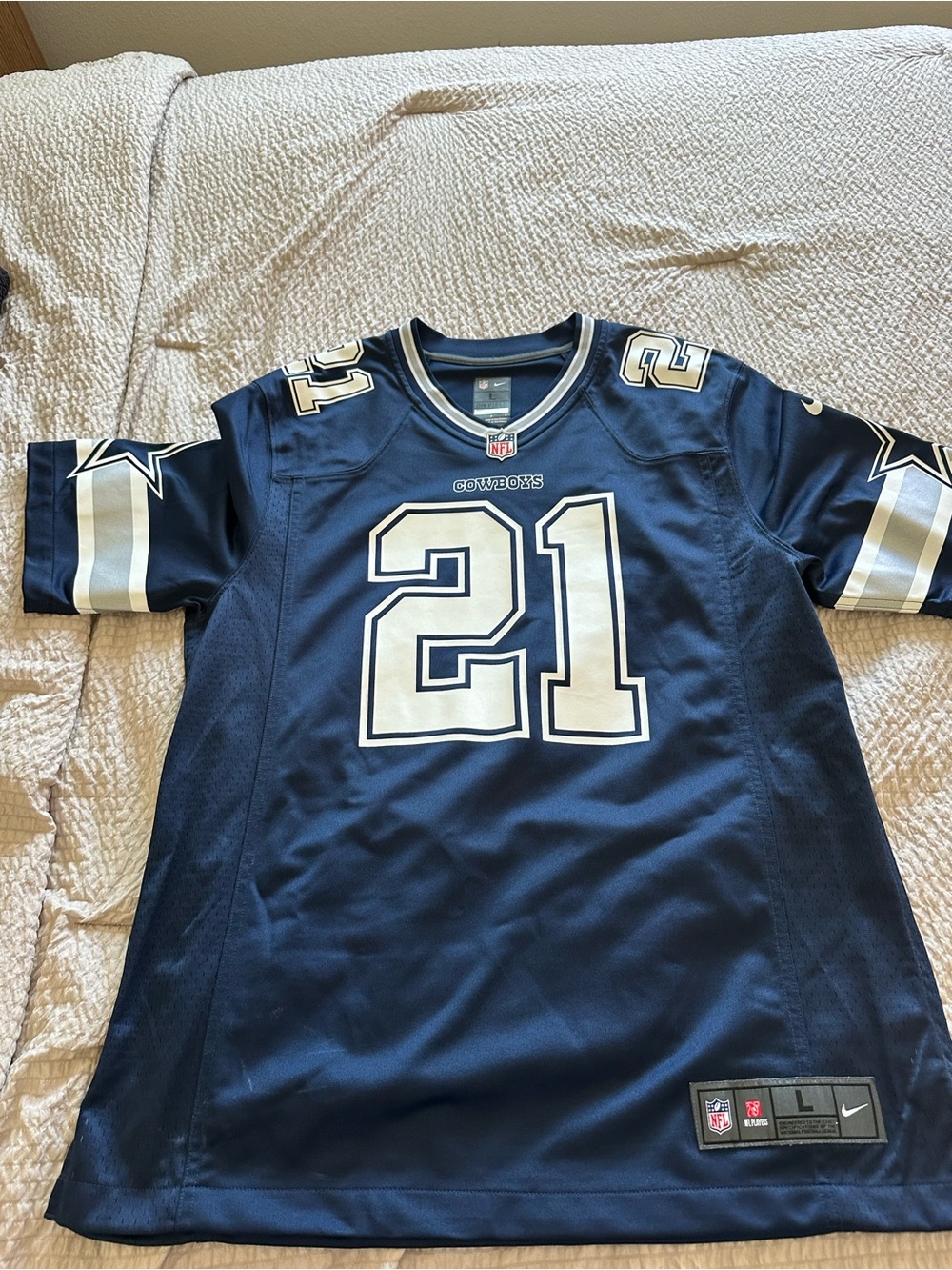 Nike Mens cowboys Cowboys #21 Navy and White Football Jersey